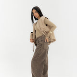 Straight Leg Jeans Washed Brown