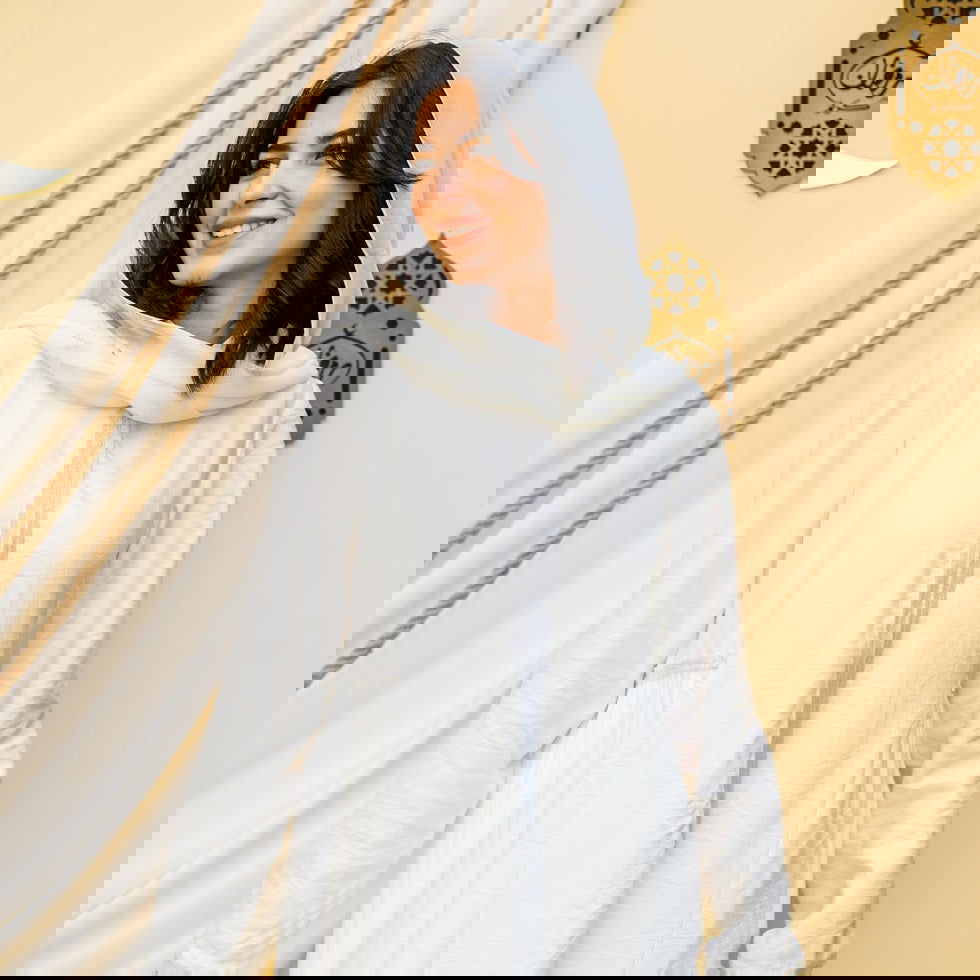 '- AB Essential Women Wear - Silver Strips Abaya