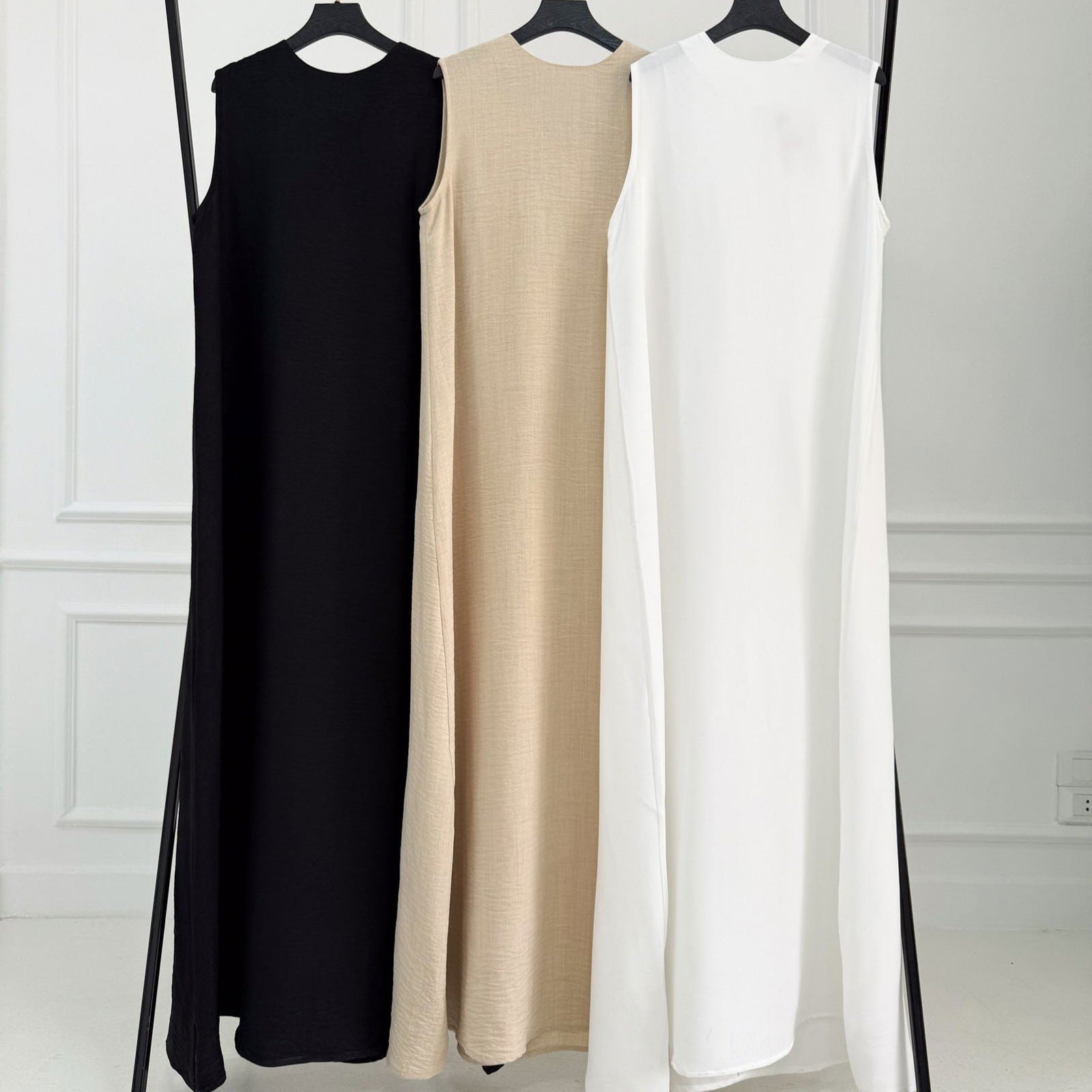 Basic Linen Dress No Sleeve Black - AB Essential Women Wear