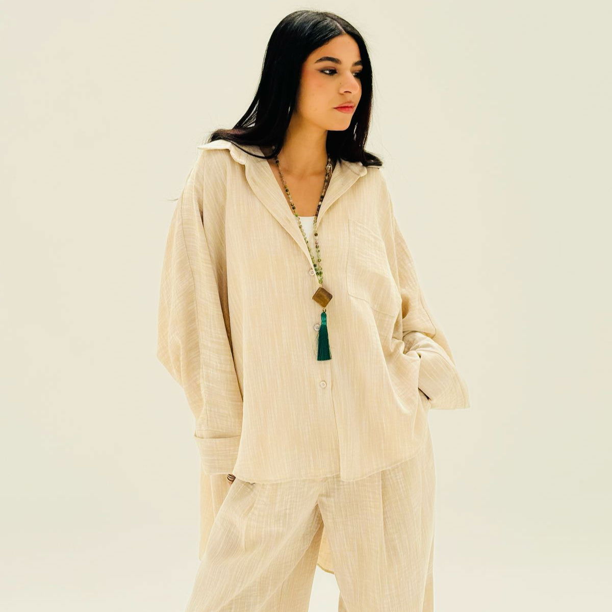 Comfort Shirt Dark Beige - AB Essential Women Wear