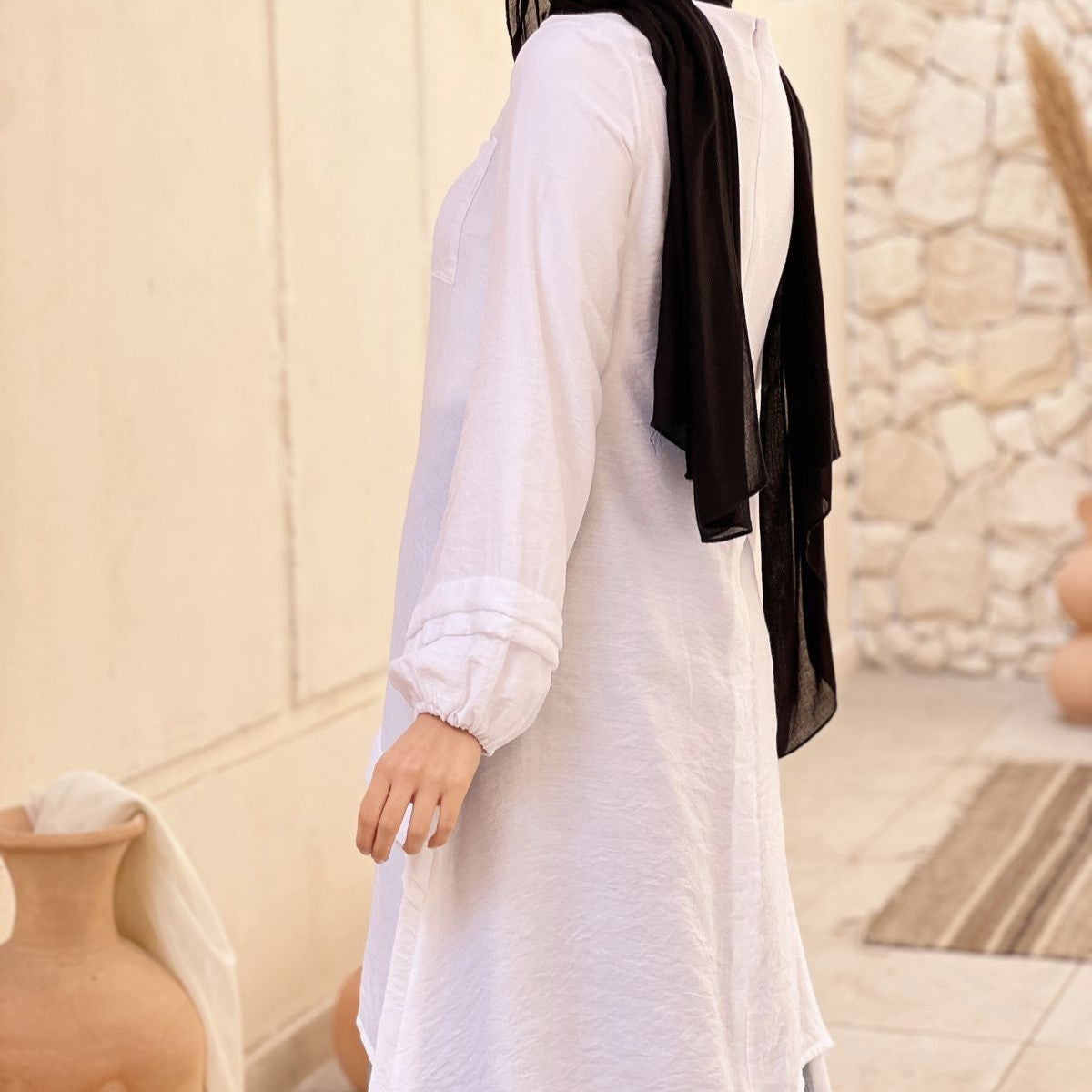 Double Lined Linen Top - White - AB Essential Women Wear