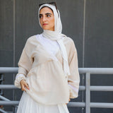 Embroidery Top Beige - AB Essential Women Wear
