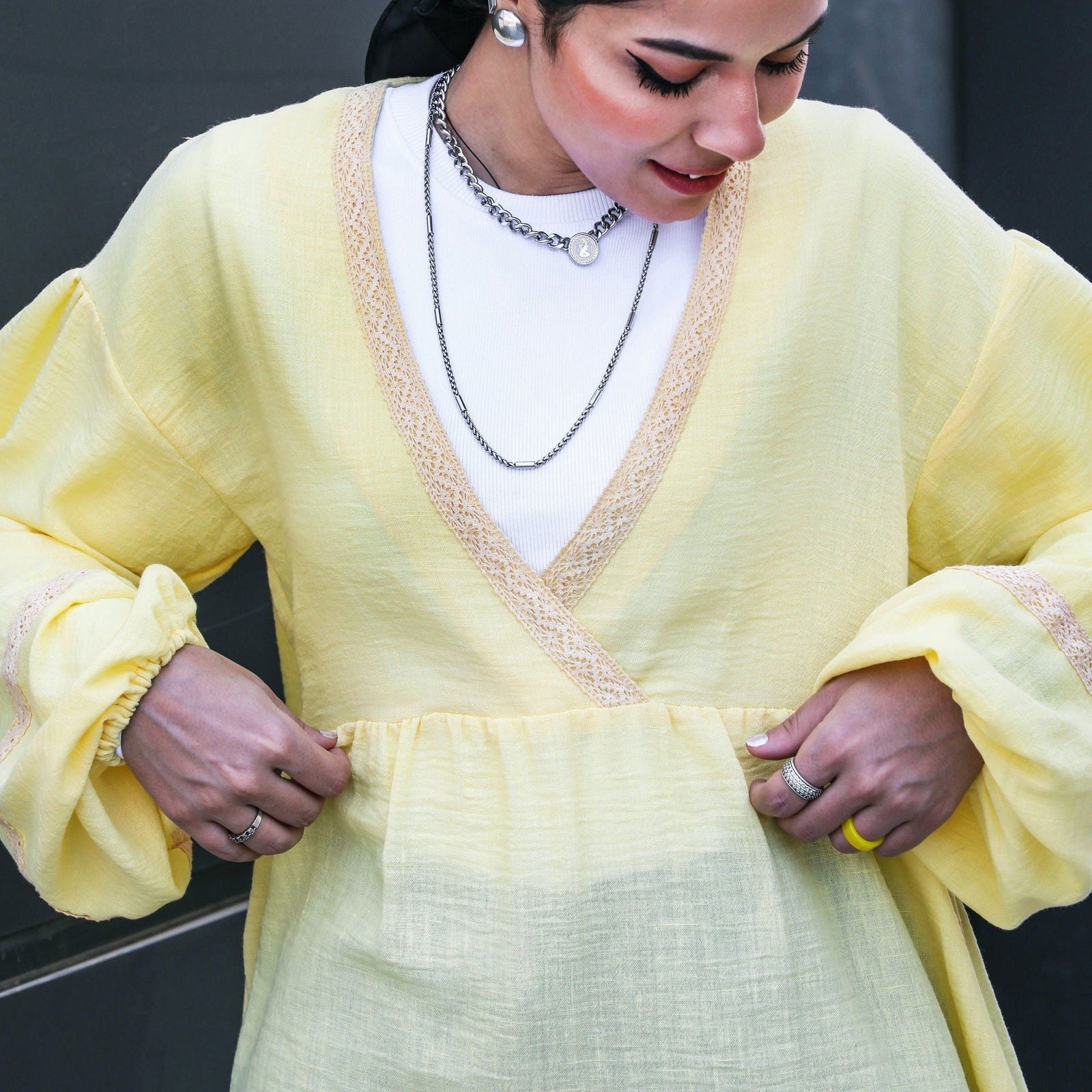 Embroidery Top Yellow - AB Essential Women Wear