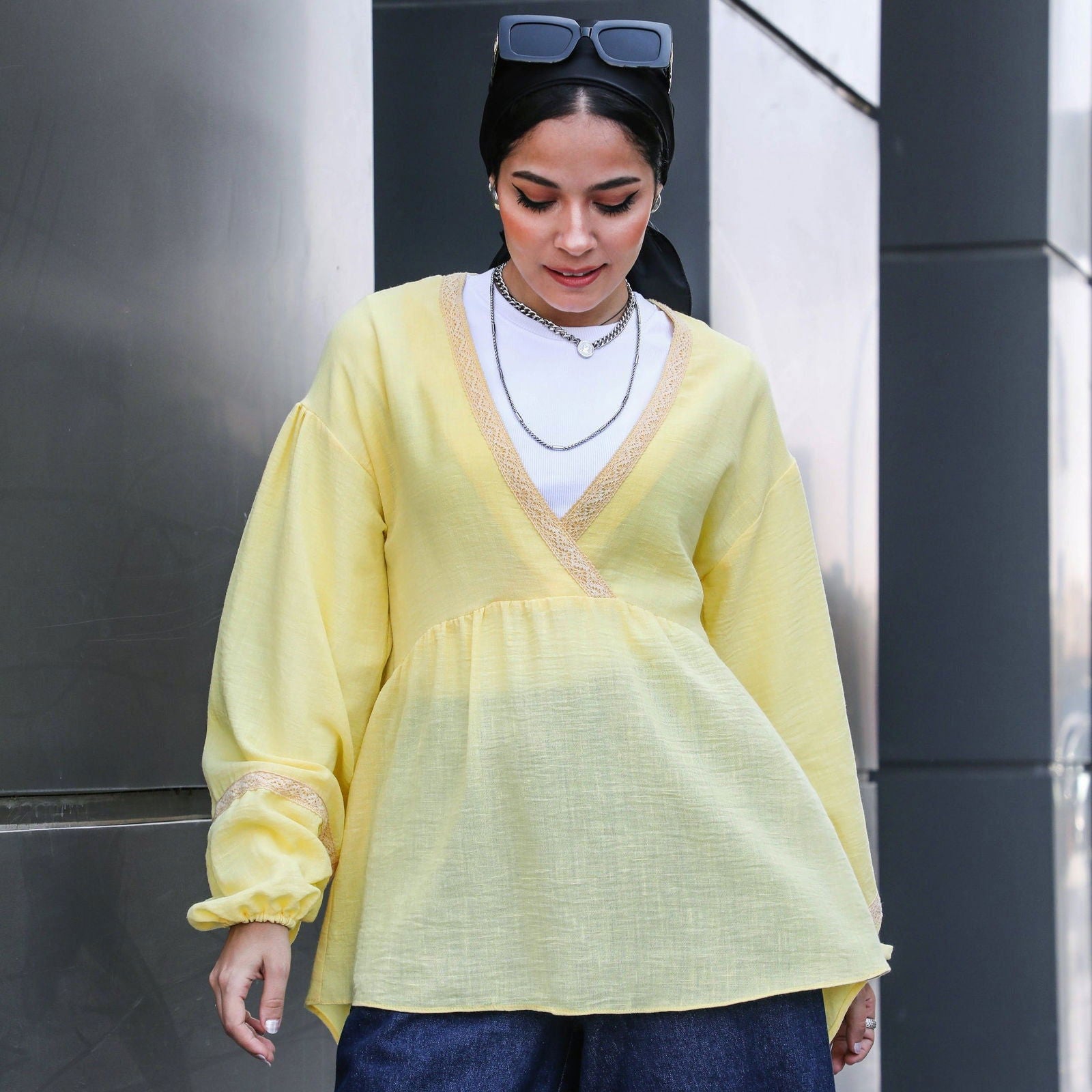 Embroidery Top Yellow - AB Essential Women Wear