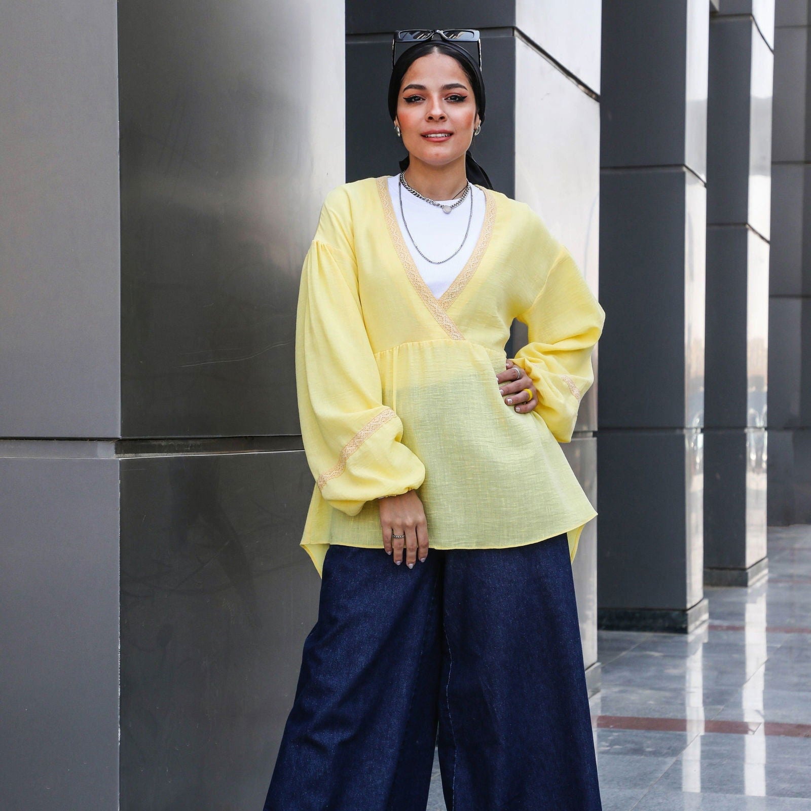 Embroidery Top Yellow - AB Essential Women Wear