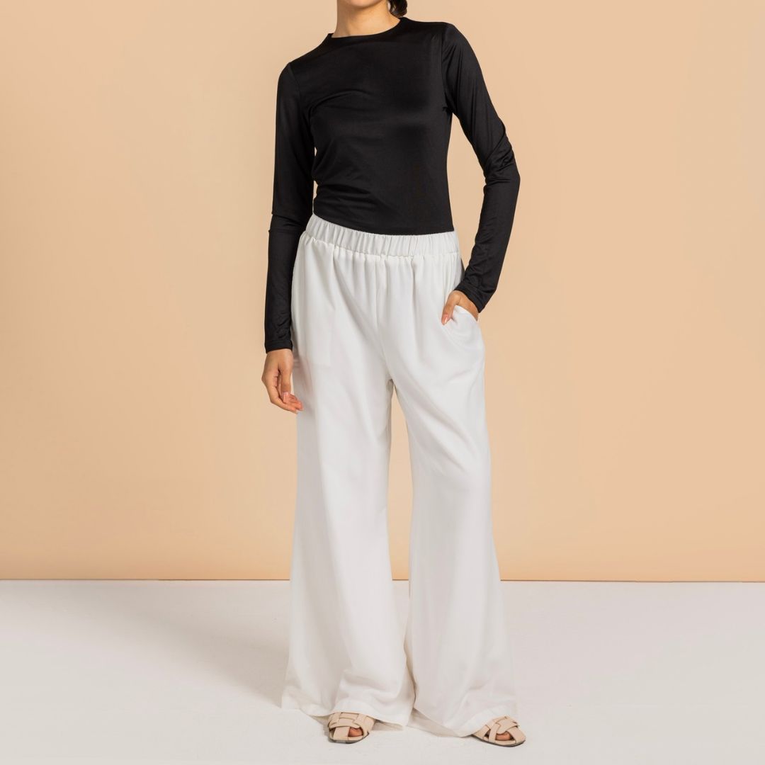 Flair Pants White - AB Essential Women Wear