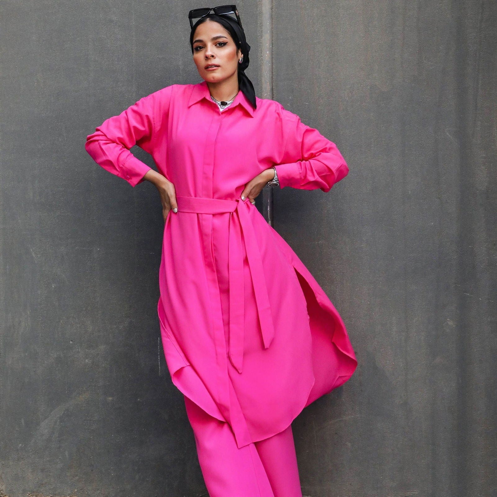 Open Buttons Shirt Fushia - AB Essential Women Wear