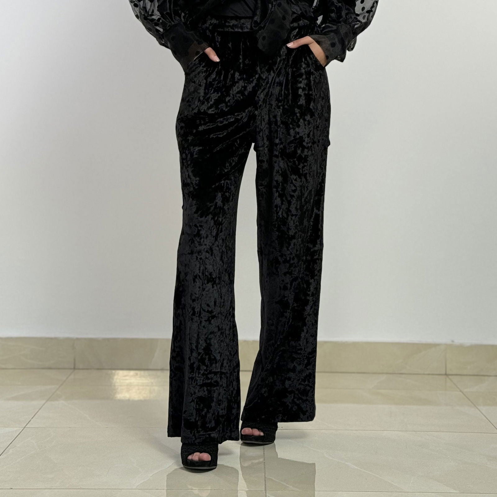 Super Velvet Black Pants - AB Essential Women Wear