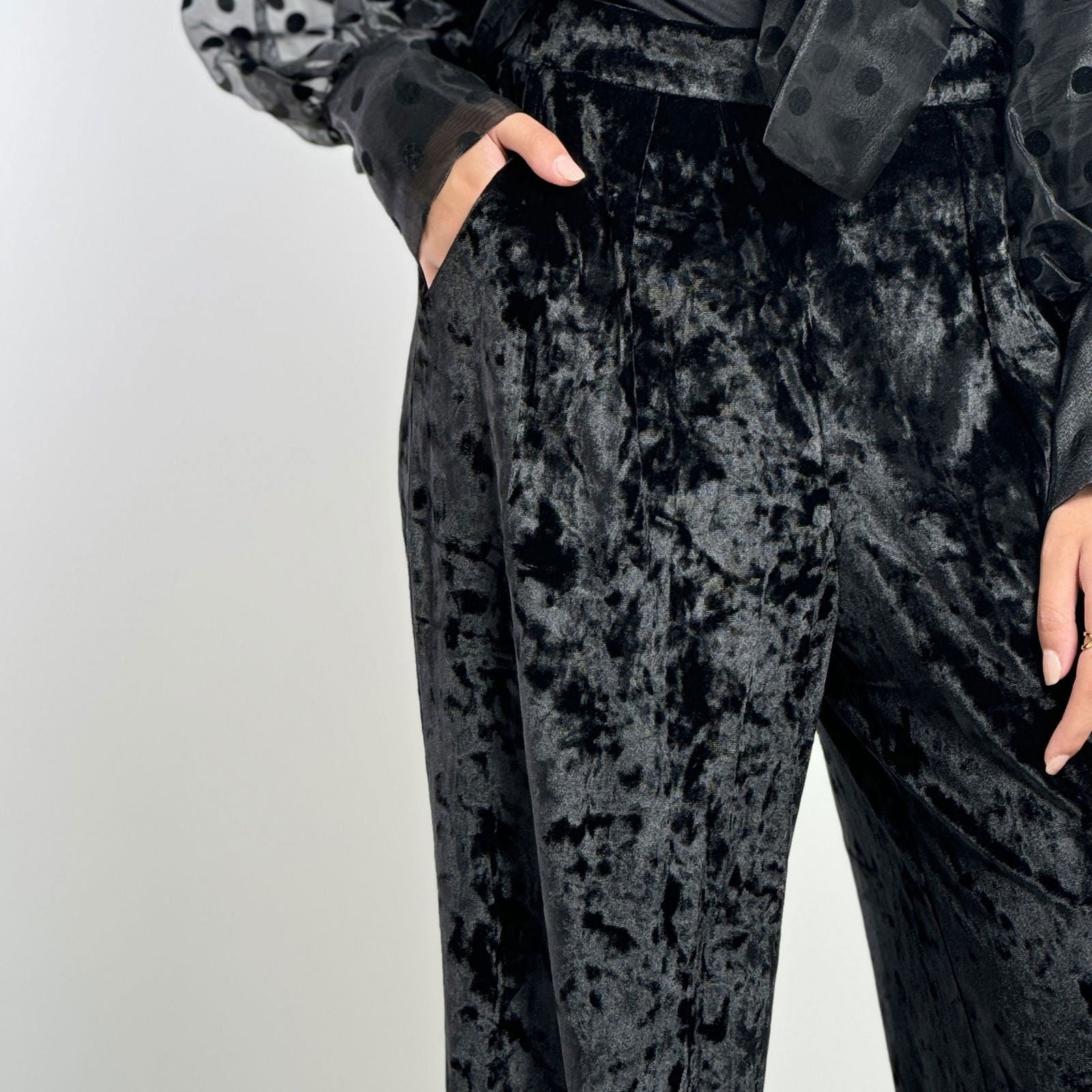 Super Velvet Black Pants - AB Essential Women Wear