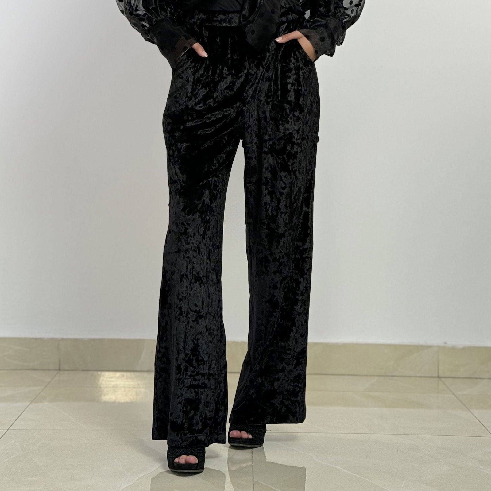 Super Velvet Black Pants - AB Essential Women Wear