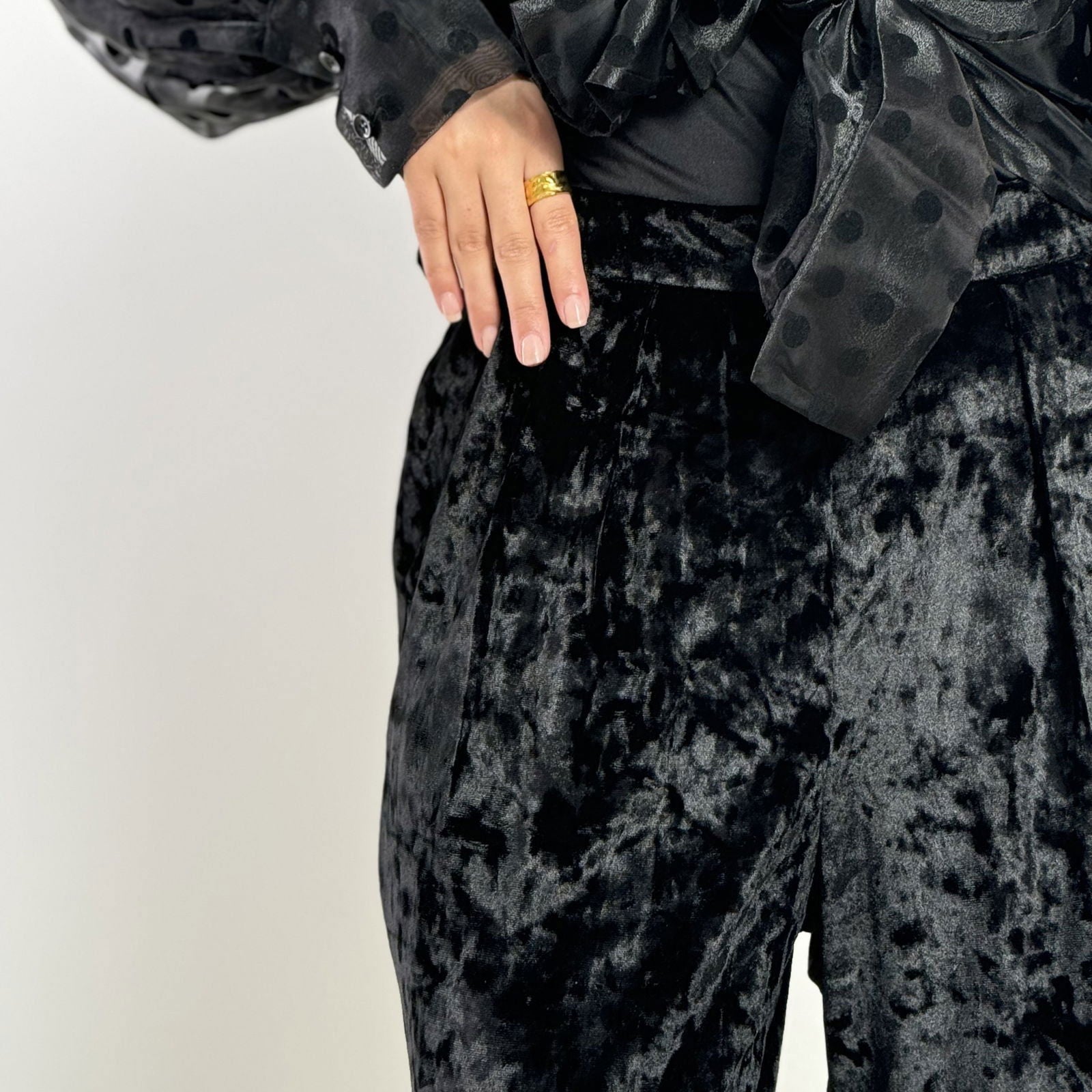 Super Velvet Black Pants - AB Essential Women Wear