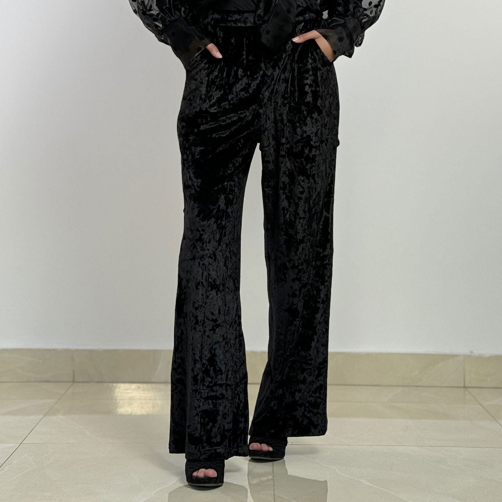 Super Velvet Black Pants - AB Essential Women Wear
