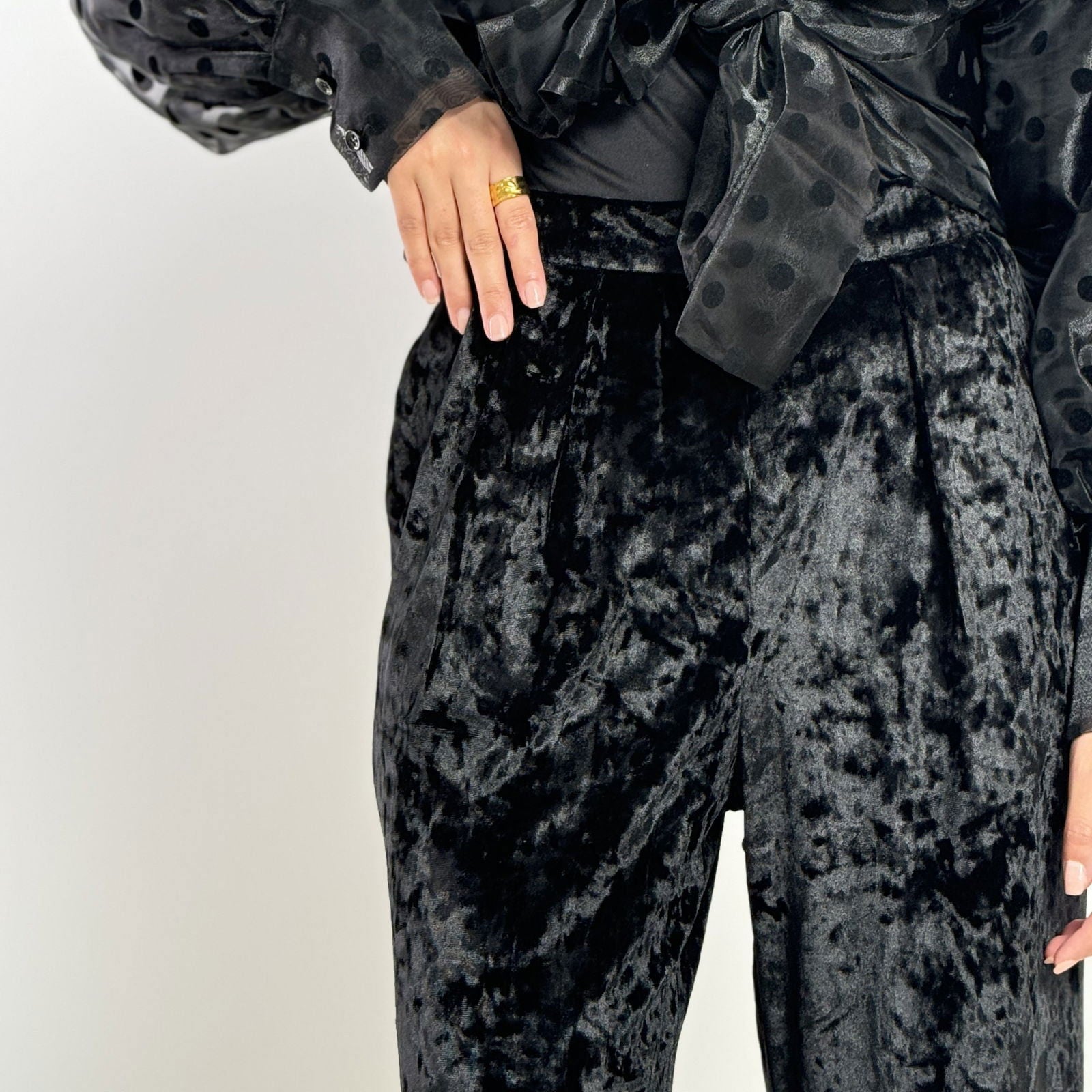 Super Velvet Black Pants - AB Essential Women Wear