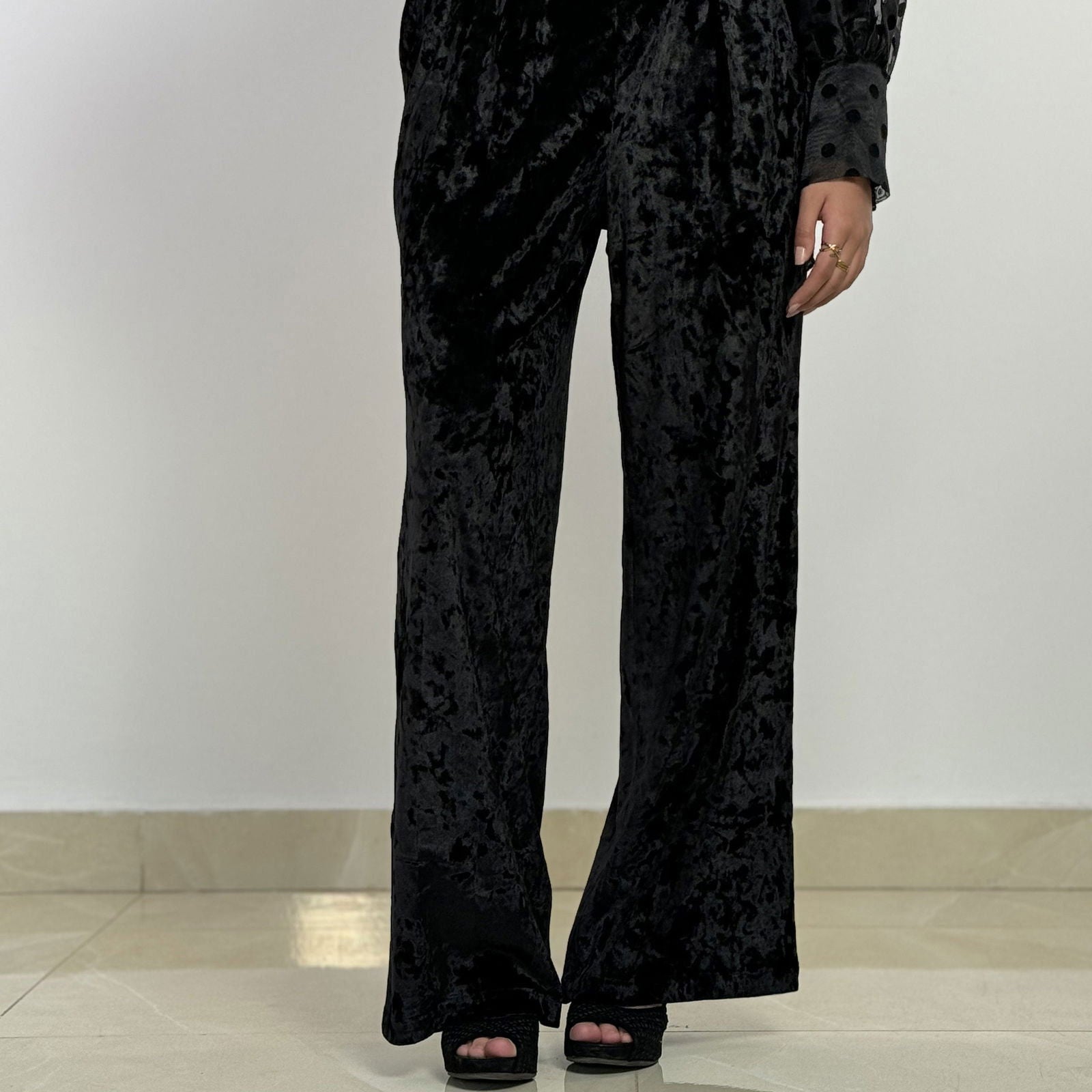 Super Velvet Black Pants - AB Essential Women Wear