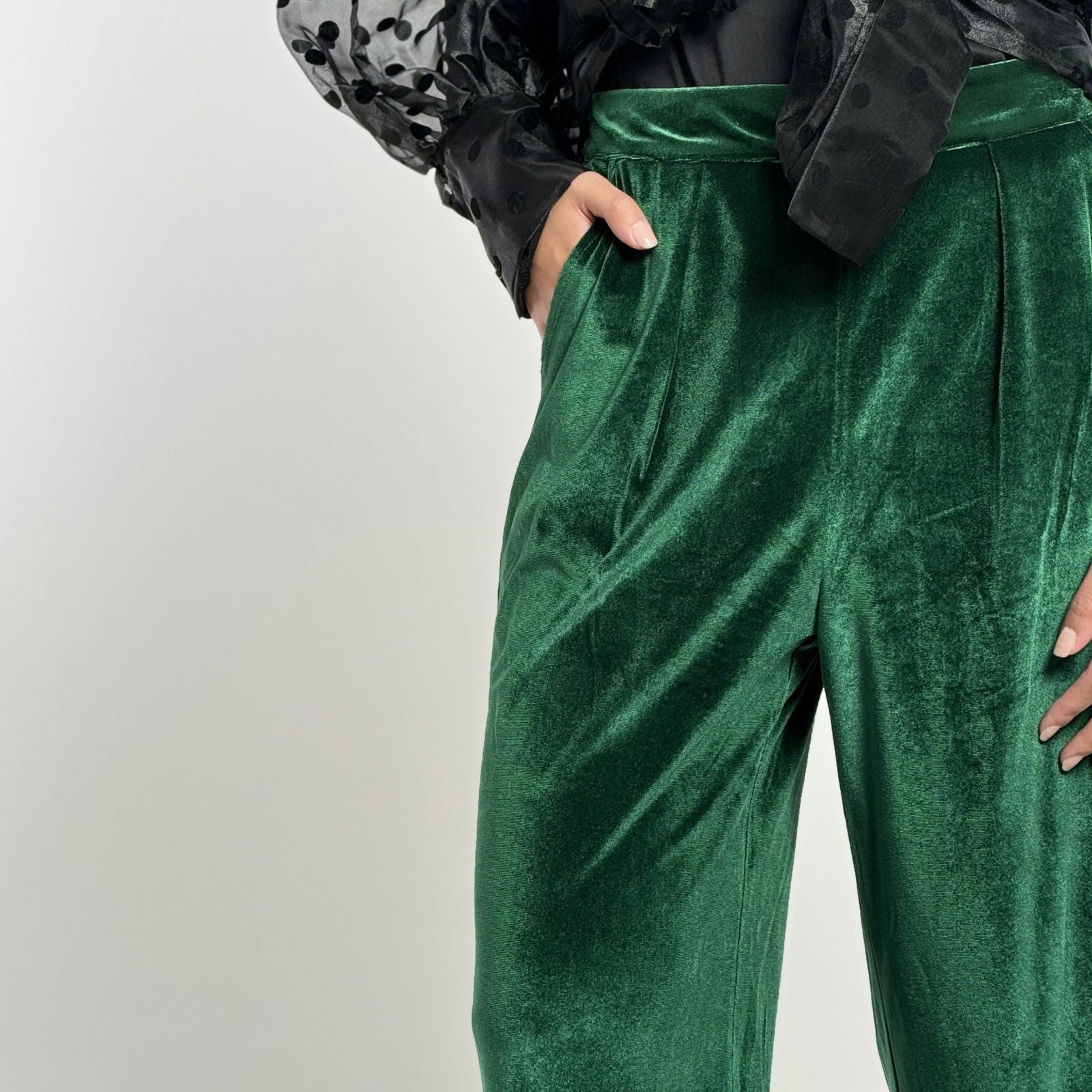 Super Velvet Green Pants - AB Essential Women Wear