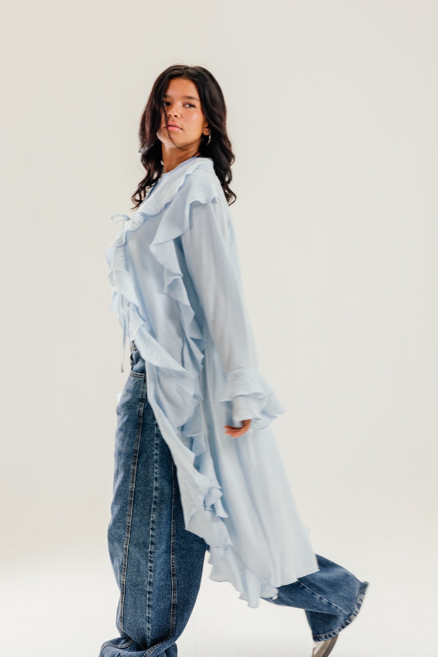 Ruffled Cardigan Baby Blue - AB ESSENTIALS