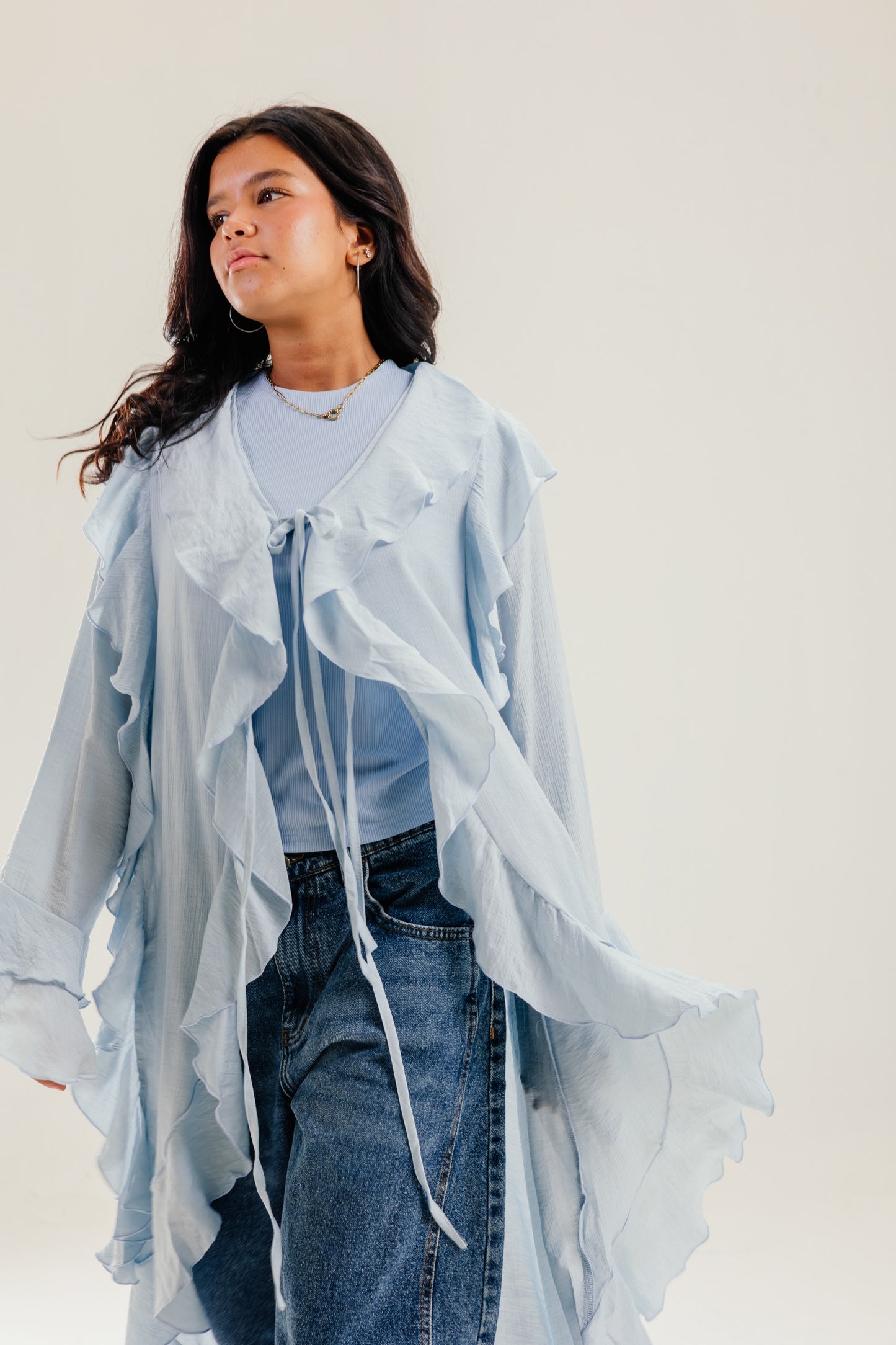 Ruffled Cardigan Baby Blue - AB ESSENTIALS