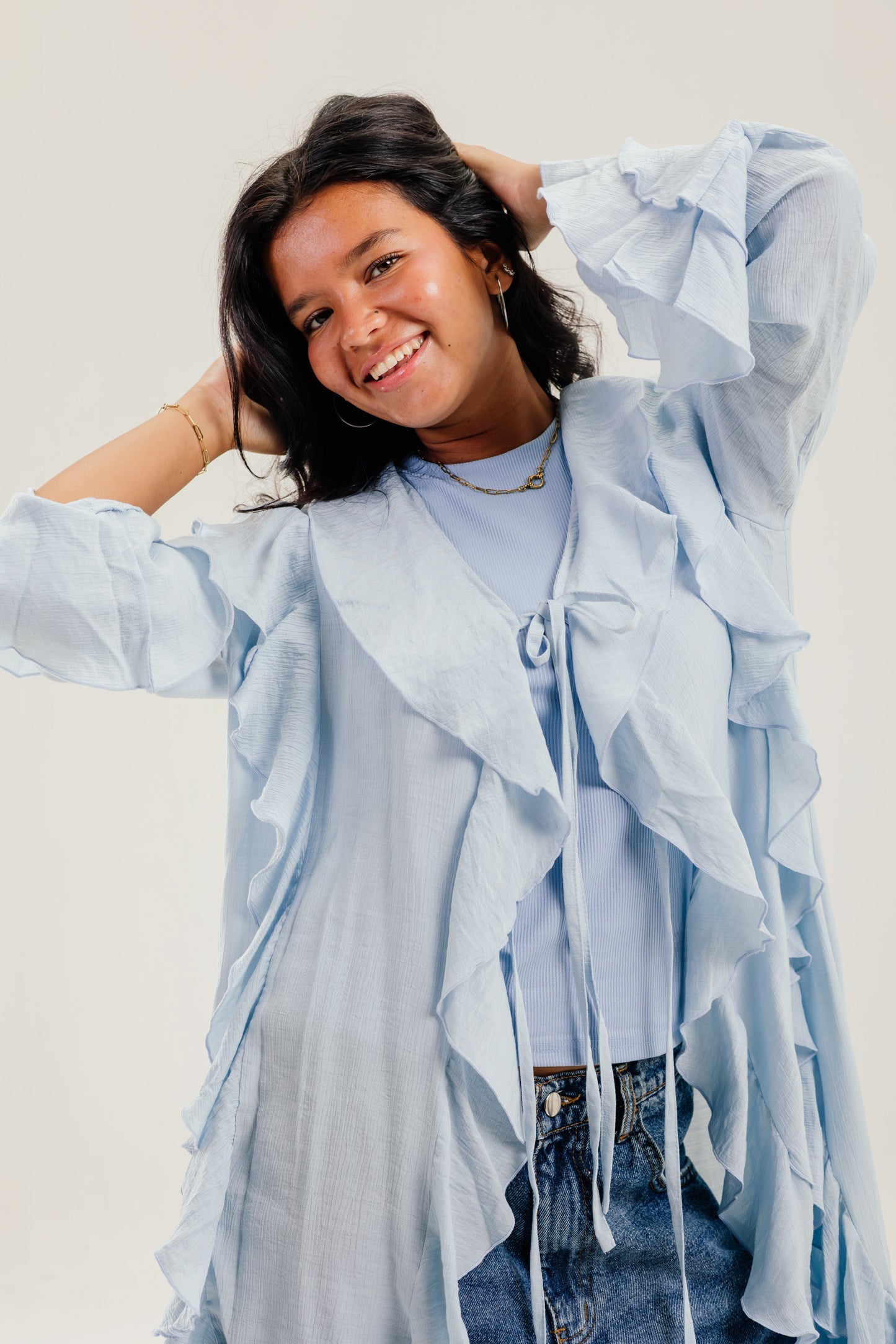 Ruffled Cardigan Baby Blue - AB ESSENTIALS