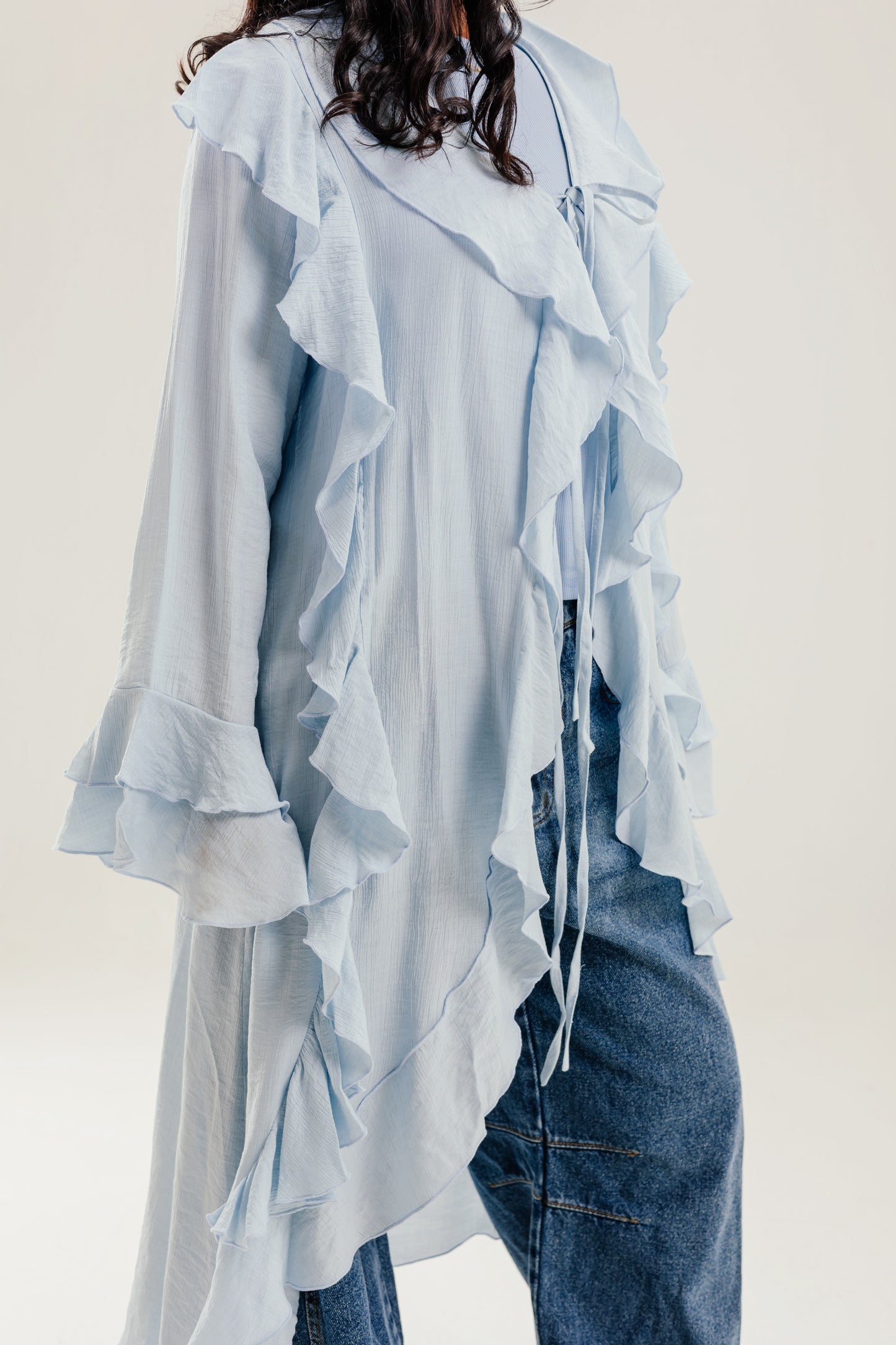 Ruffled Cardigan Baby Blue - AB ESSENTIALS
