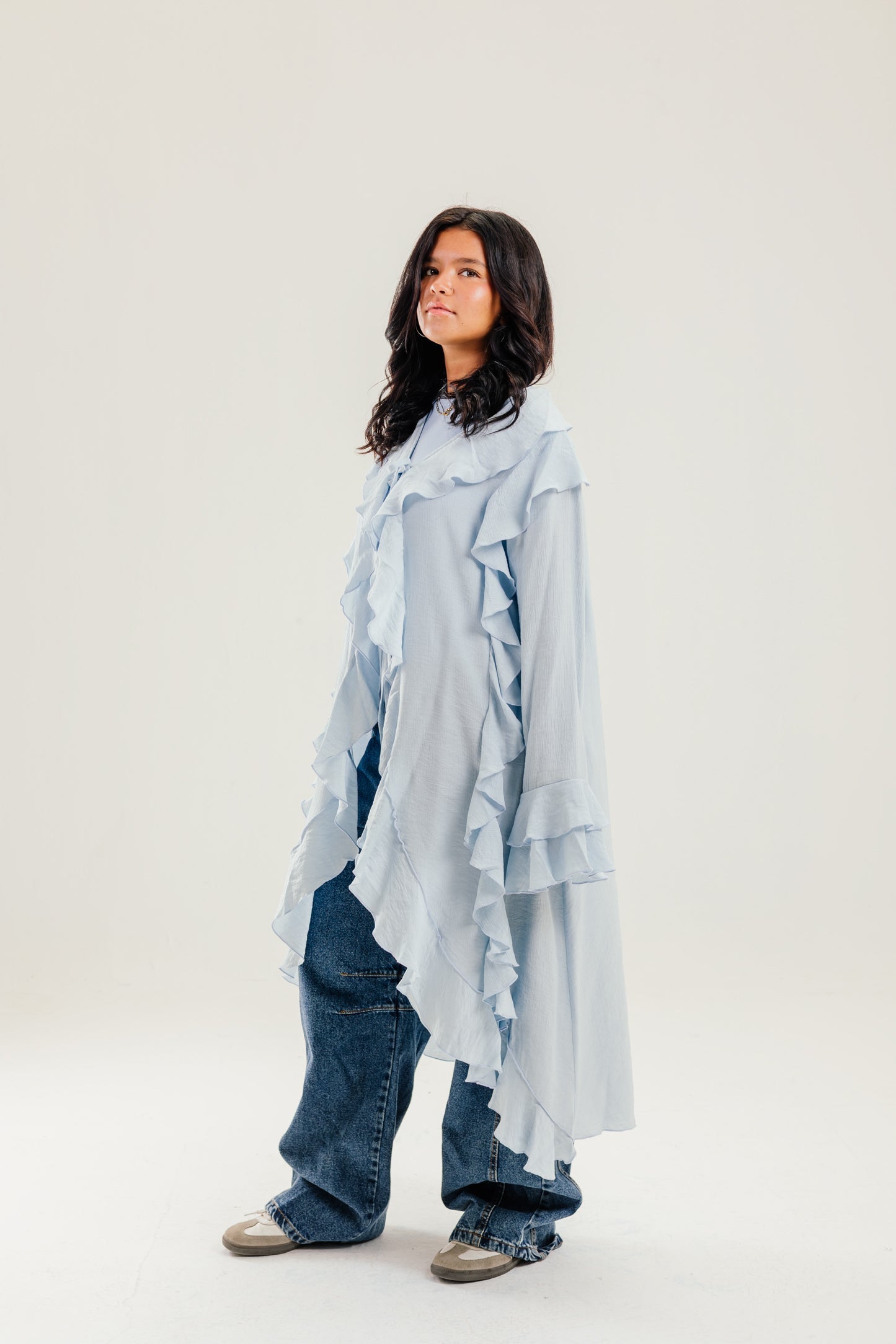 Ruffled Cardigan Baby Blue - AB ESSENTIALS