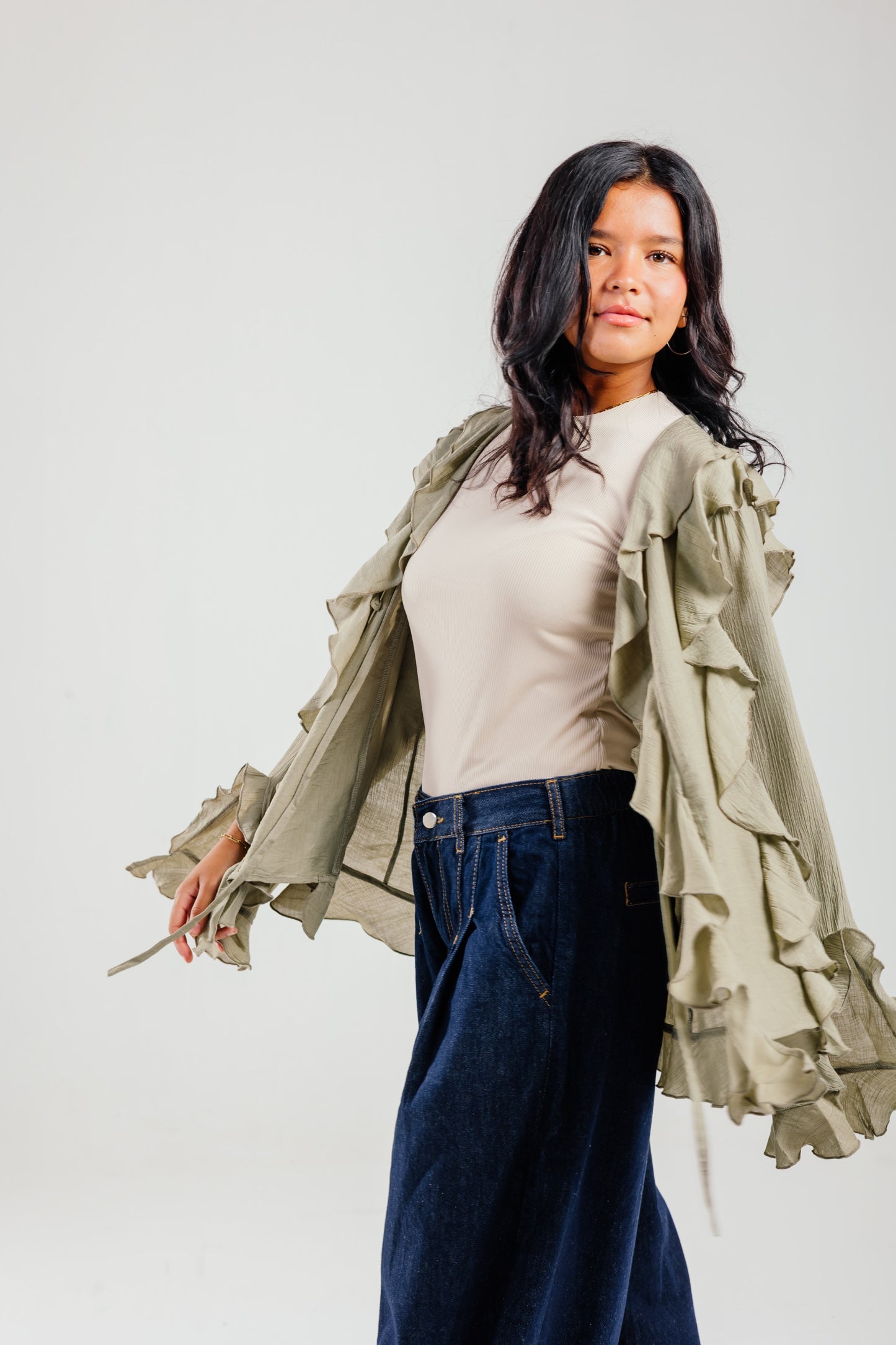 Ruffled Top Olive - AB ESSENTIALS