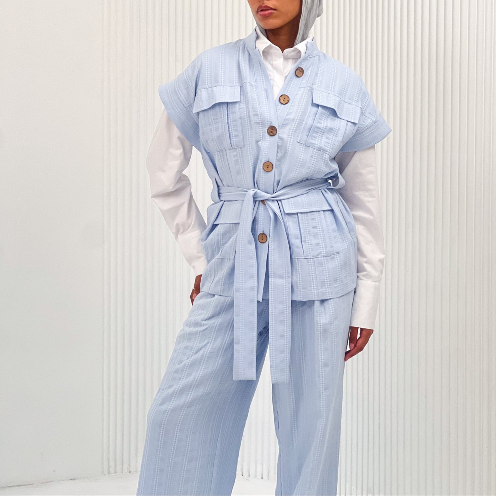 The Linen Pair Set Baby Blue - AB ESSENTIALS