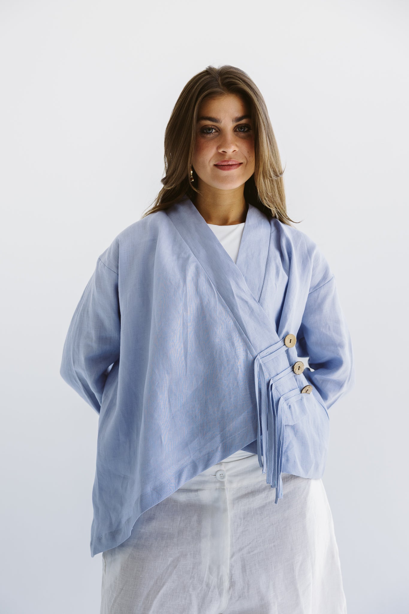 Linen Air Top Baby Blue