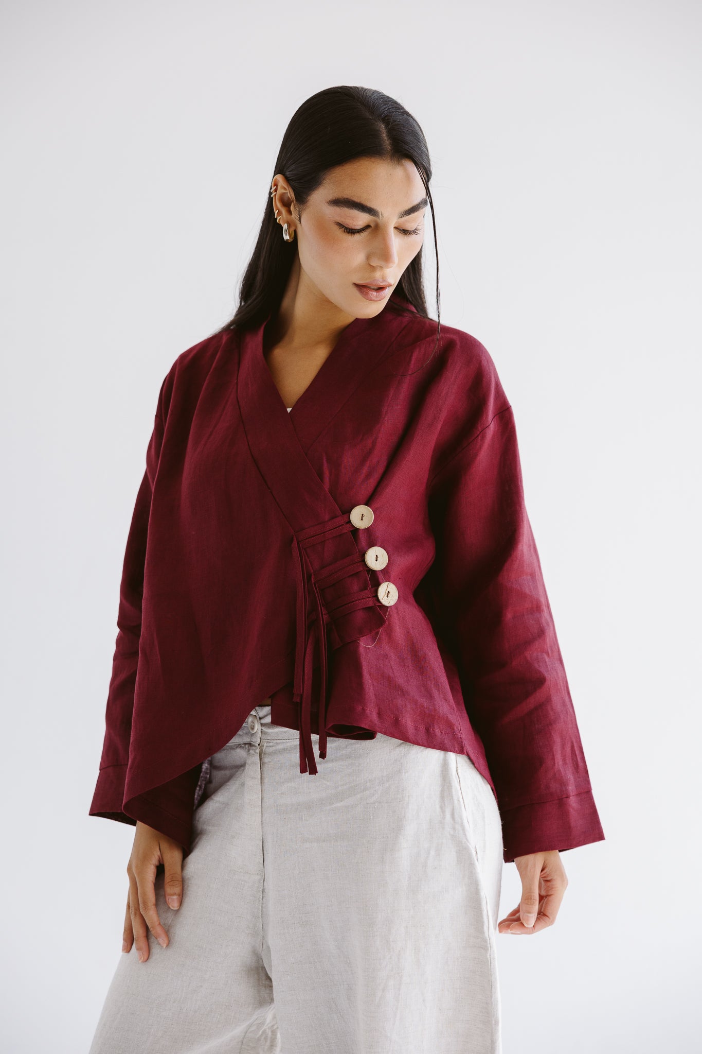 Linen Air Top Burgundy
