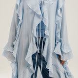 Ruffled Cardigan Baby Blue
