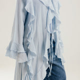 Ruffled Cardigan Baby Blue