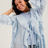 Ruffled Cardigan Baby Blue