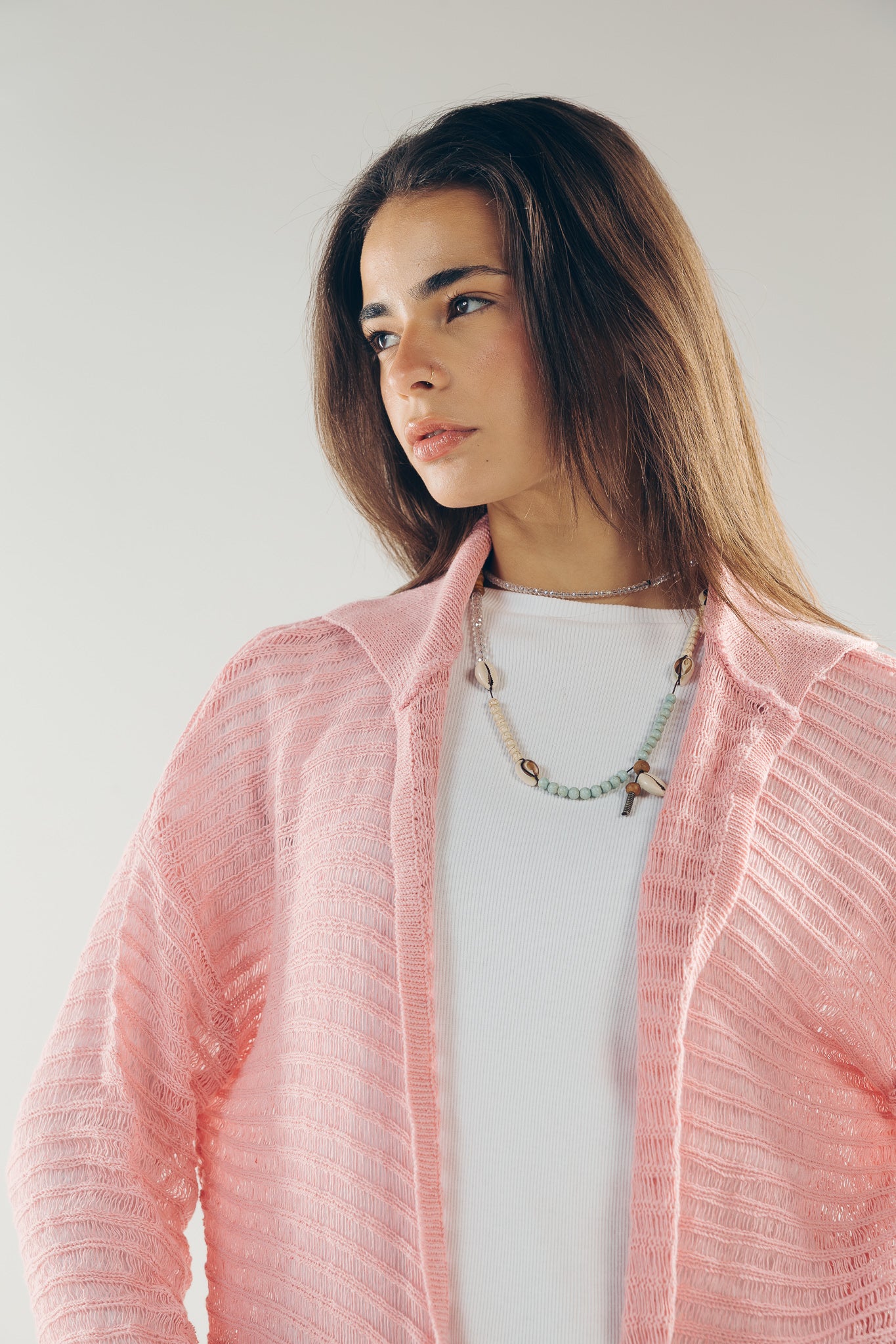 Mesh Cardigan Pink