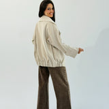 Aroma Leather Jacket Beige