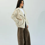 Aroma Leather Jacket Beige