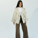 Aroma Leather Jacket Beige