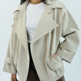 Aroma Leather Jacket Beige