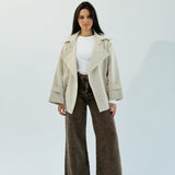 Aroma Leather Jacket Beige