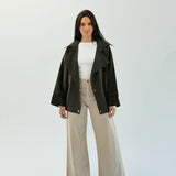 Aroma Leather Jacket Dark Olive