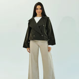 Aroma Leather Jacket Dark Olive