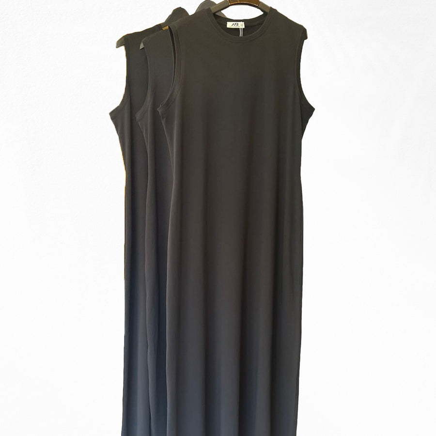 Basic Cotton Sleeveless Dress Black