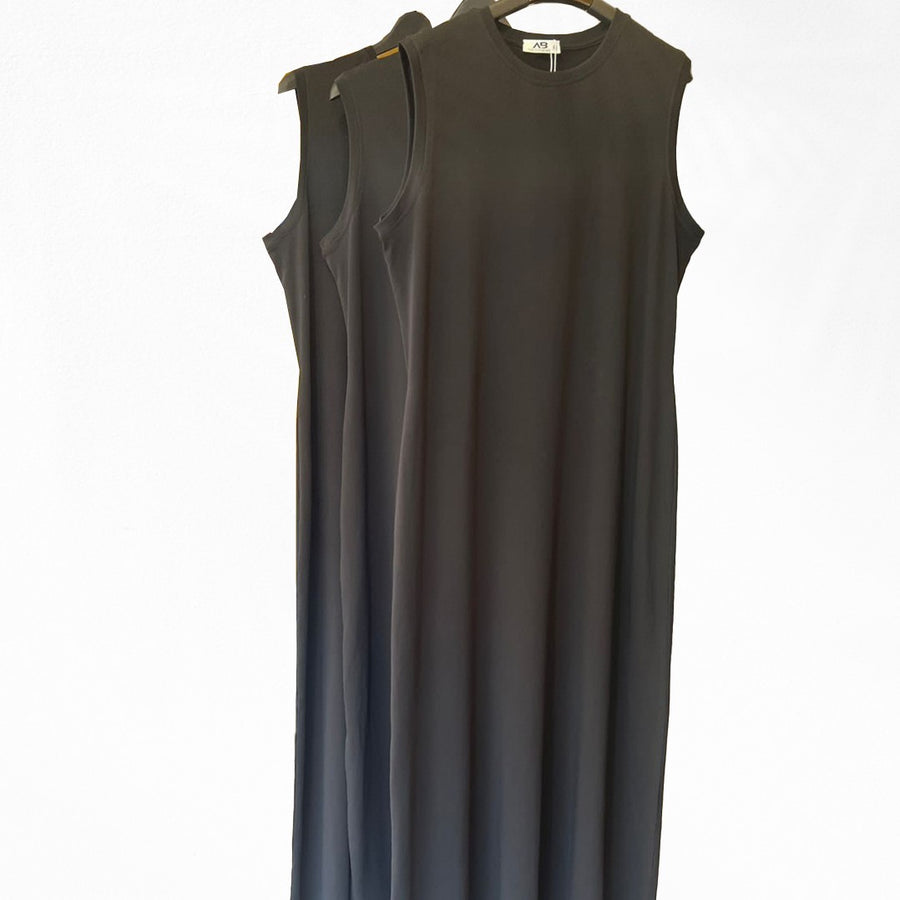 Basic Cotton Sleeveless Dress Black