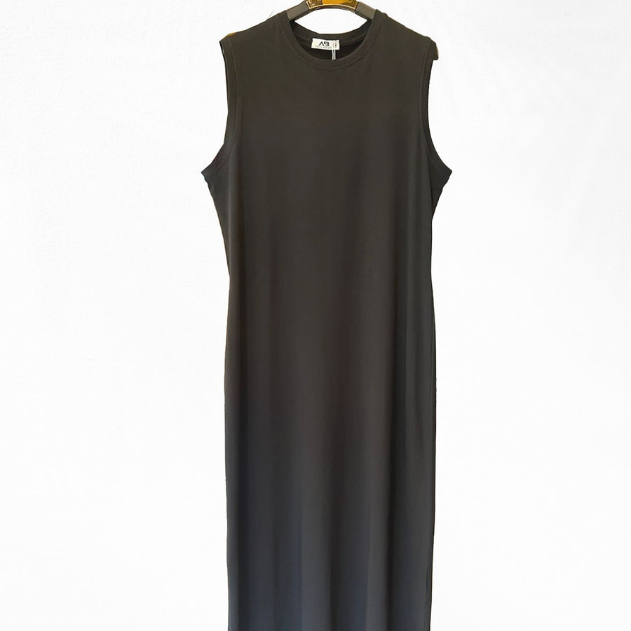 Basic Cotton Sleeveless Dress Black