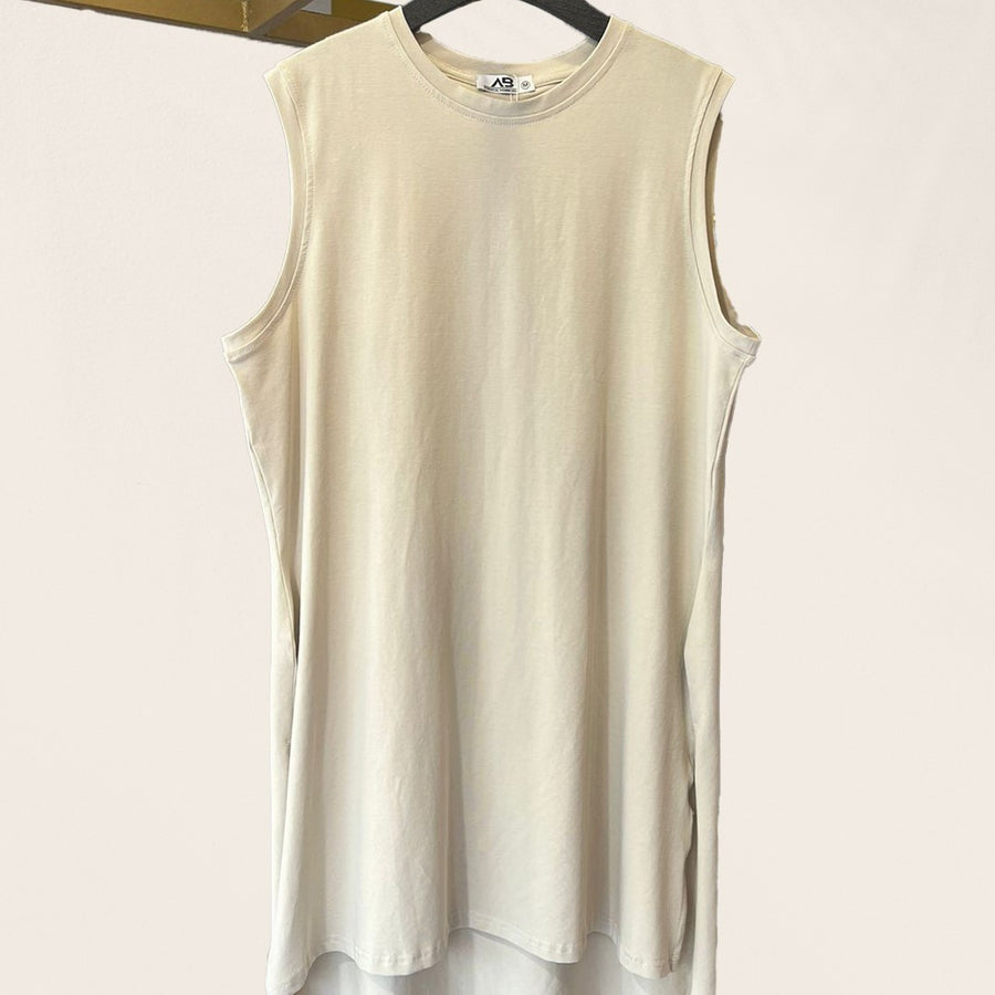 Basic Cotton Sleeveless Top Beige