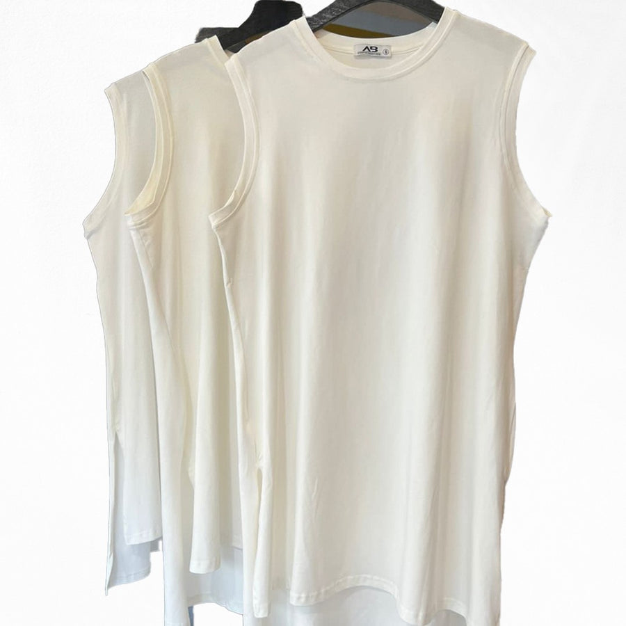 Basic cotton sleeveless top White