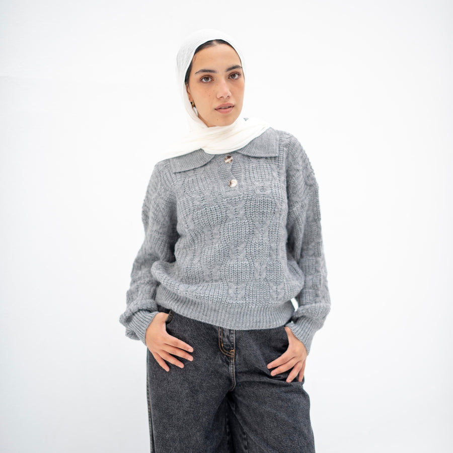 Polo Pullover - Grey