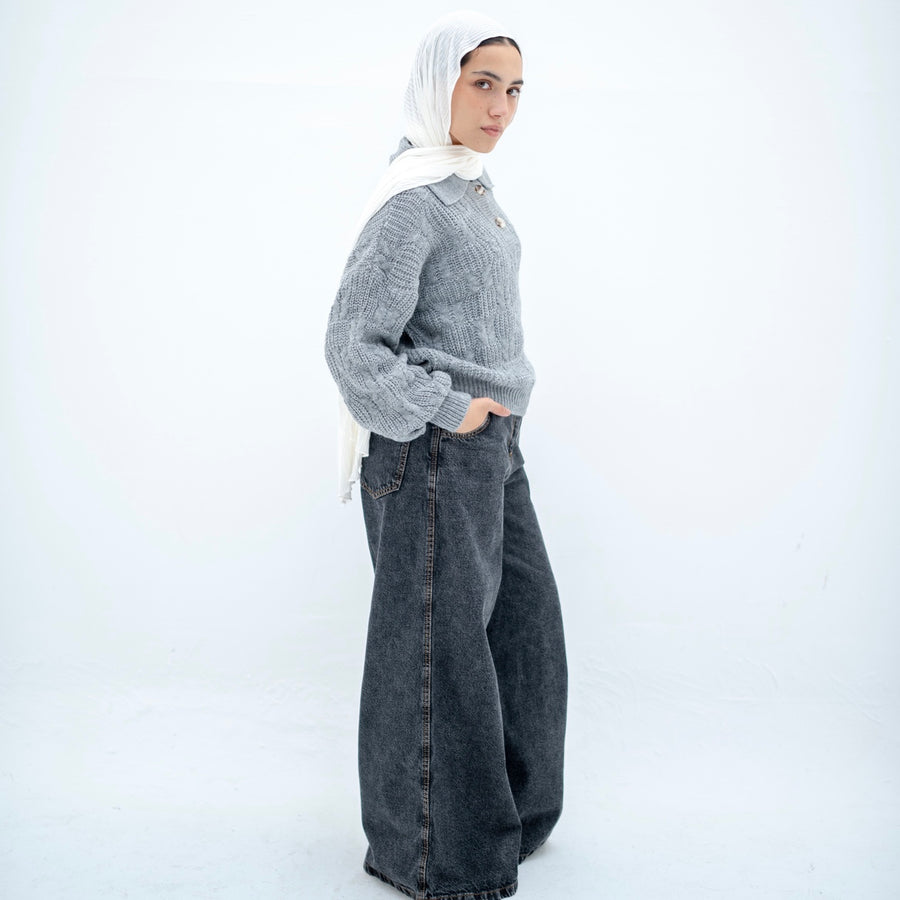 Polo Pullover - Grey