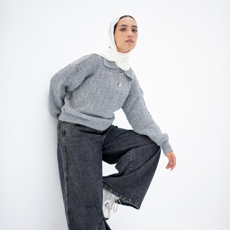 Polo Pullover - Grey