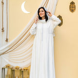 '- AB Essential Women Wear - Silver Strips Abaya