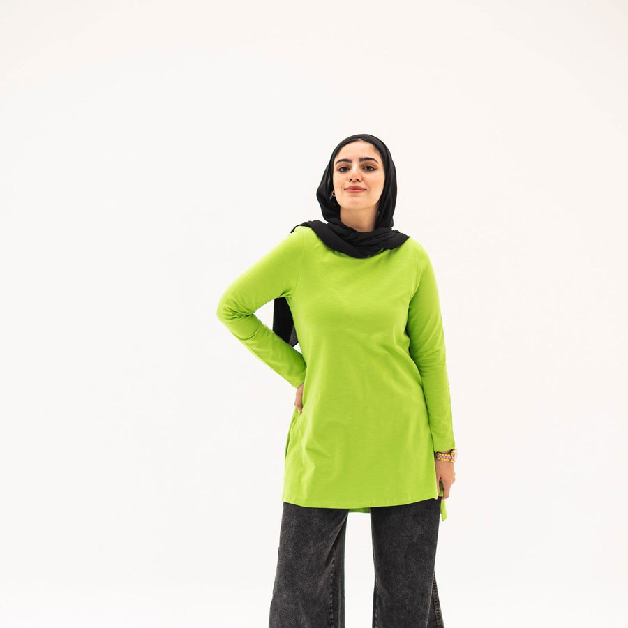 Basic Cotton Long Sleeve Top Apple green - AB Essential Women Wear