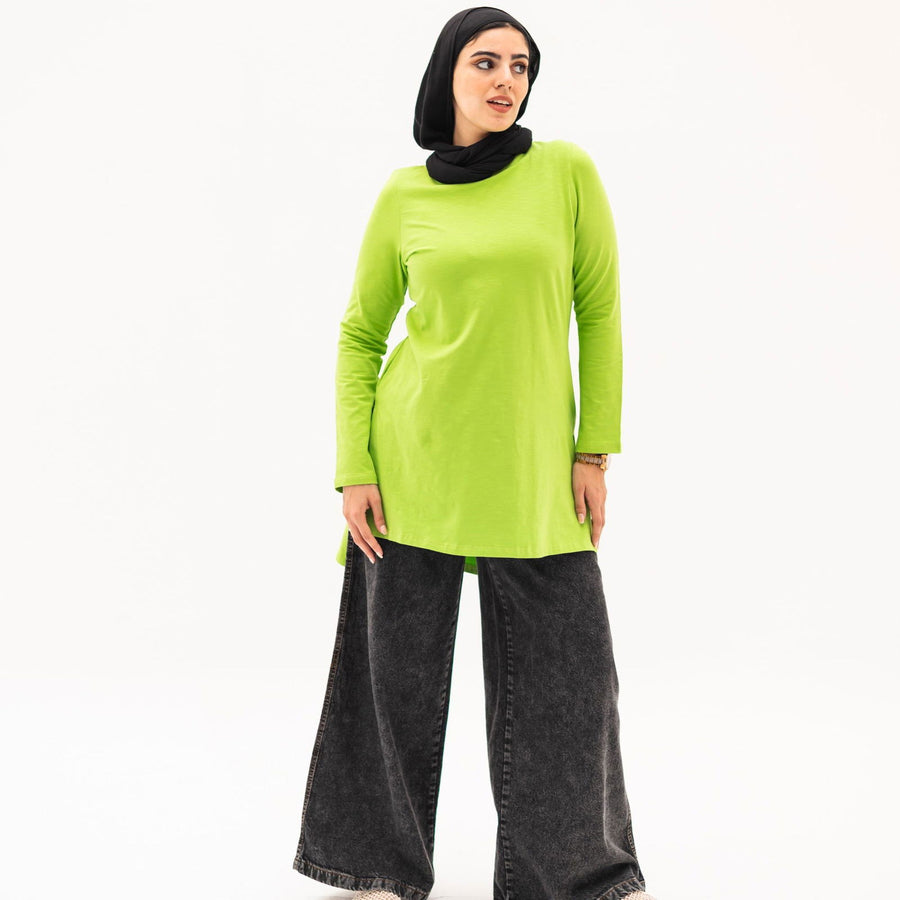 Basic Cotton Long Sleeve Top Apple green - AB Essential Women Wear